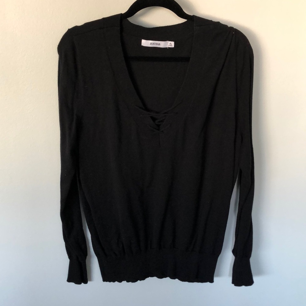 Black lace up sweater